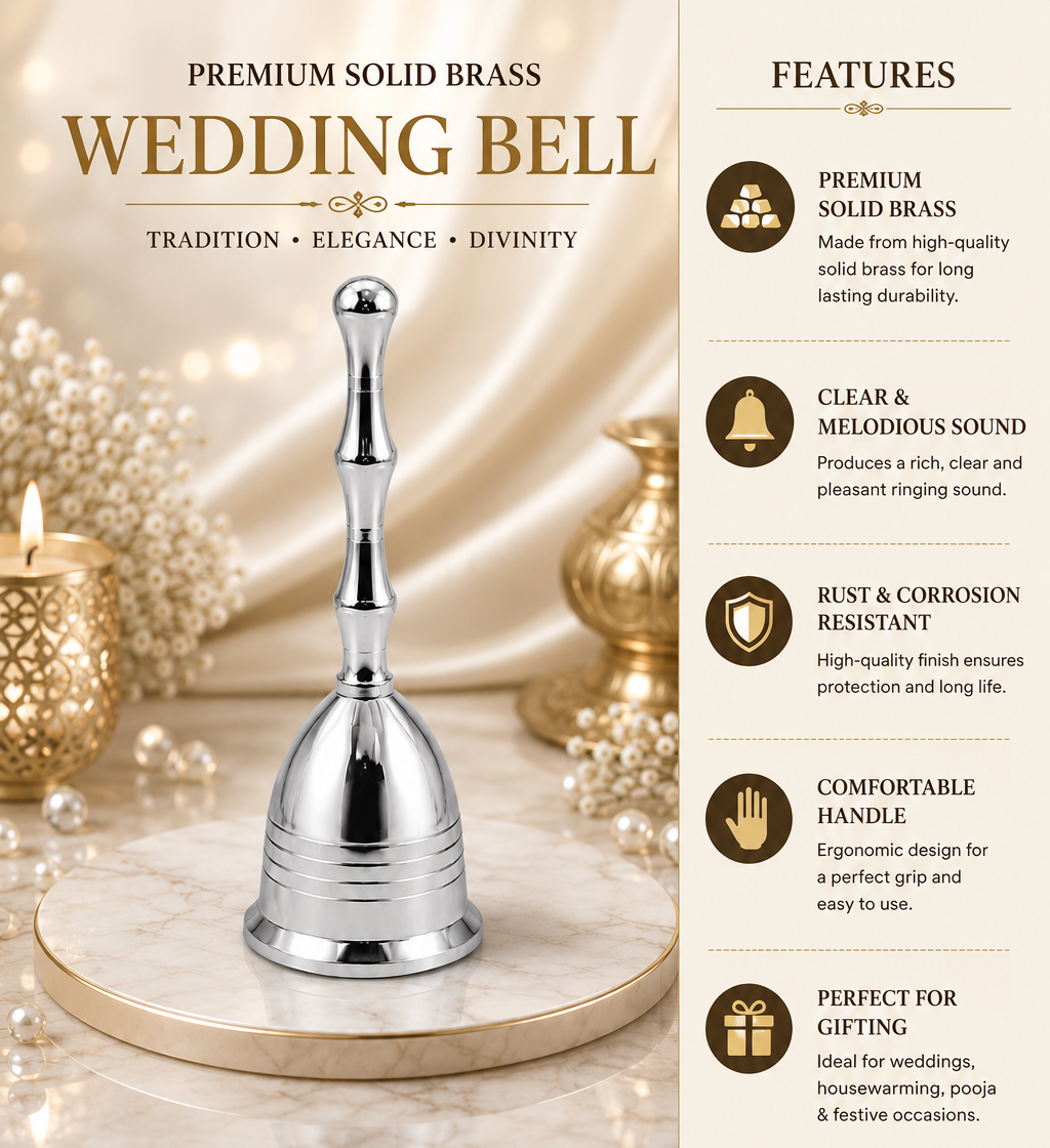 Decorative Hand Bell for Pooja, Temple & Wedding Bell